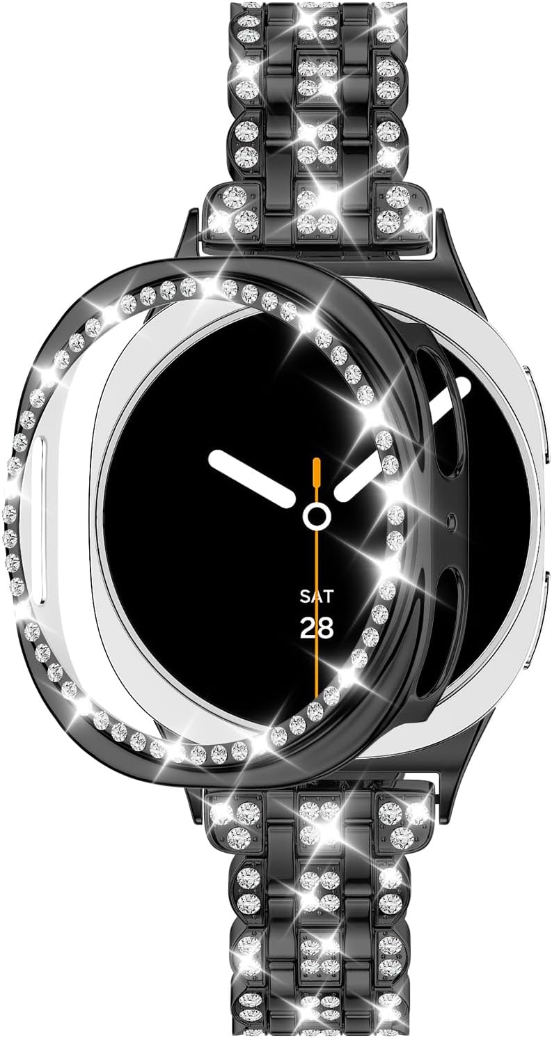 Bling Band+ Case Compatible with Galaxy Watch 8 40mm/44mm, Women Replacement Dressy Strap& Cover for Samsung Galaxy Watch8