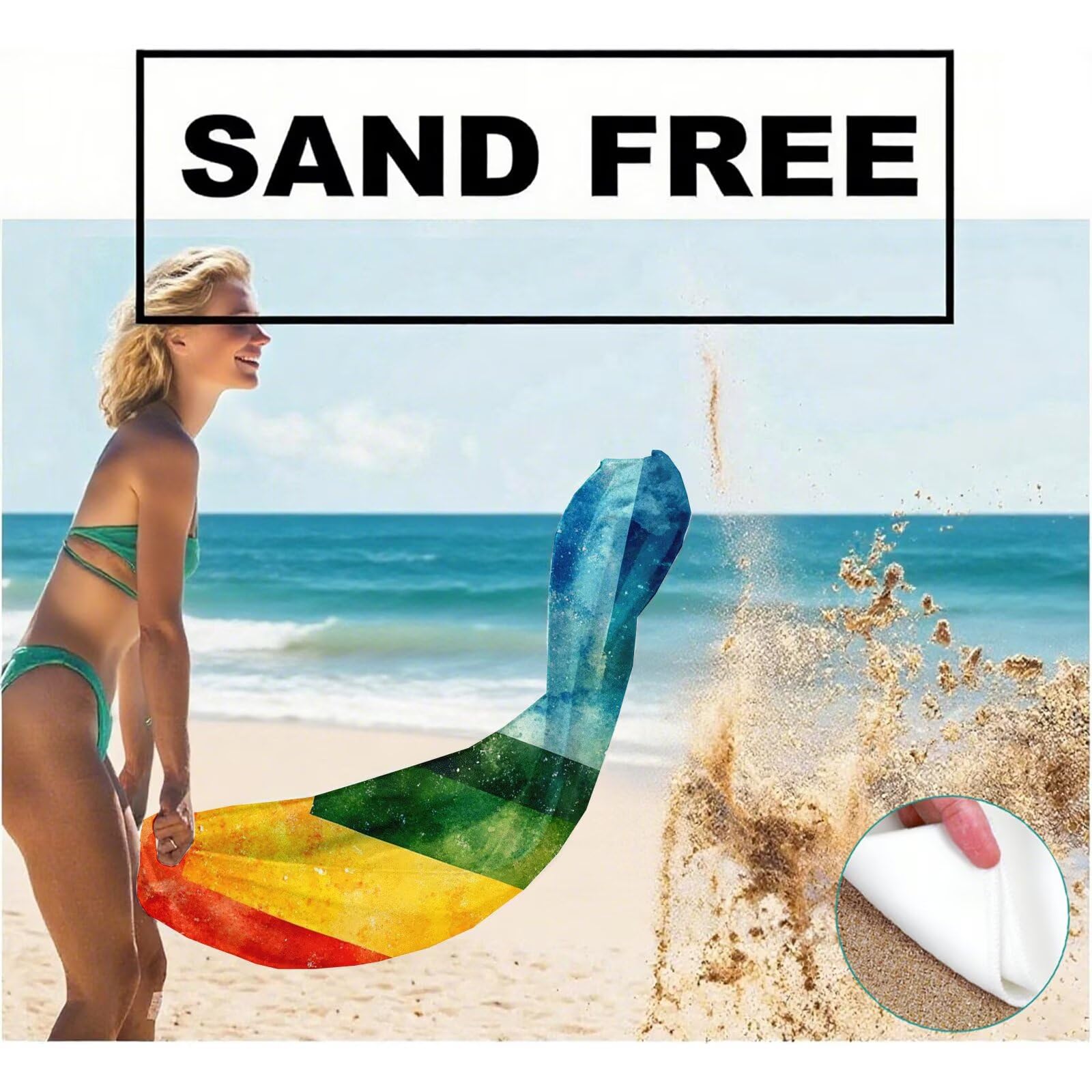 Telo Mare Microfibra, Telo Mare Grande 200x100 cm Set da 2, Antisabbia Asciugatura Rapida Assorbente Salvietta da Spiaggia Asciugamano per Palestra Piscina Viaggi Picnic, Regali Donna Moderno Q-675