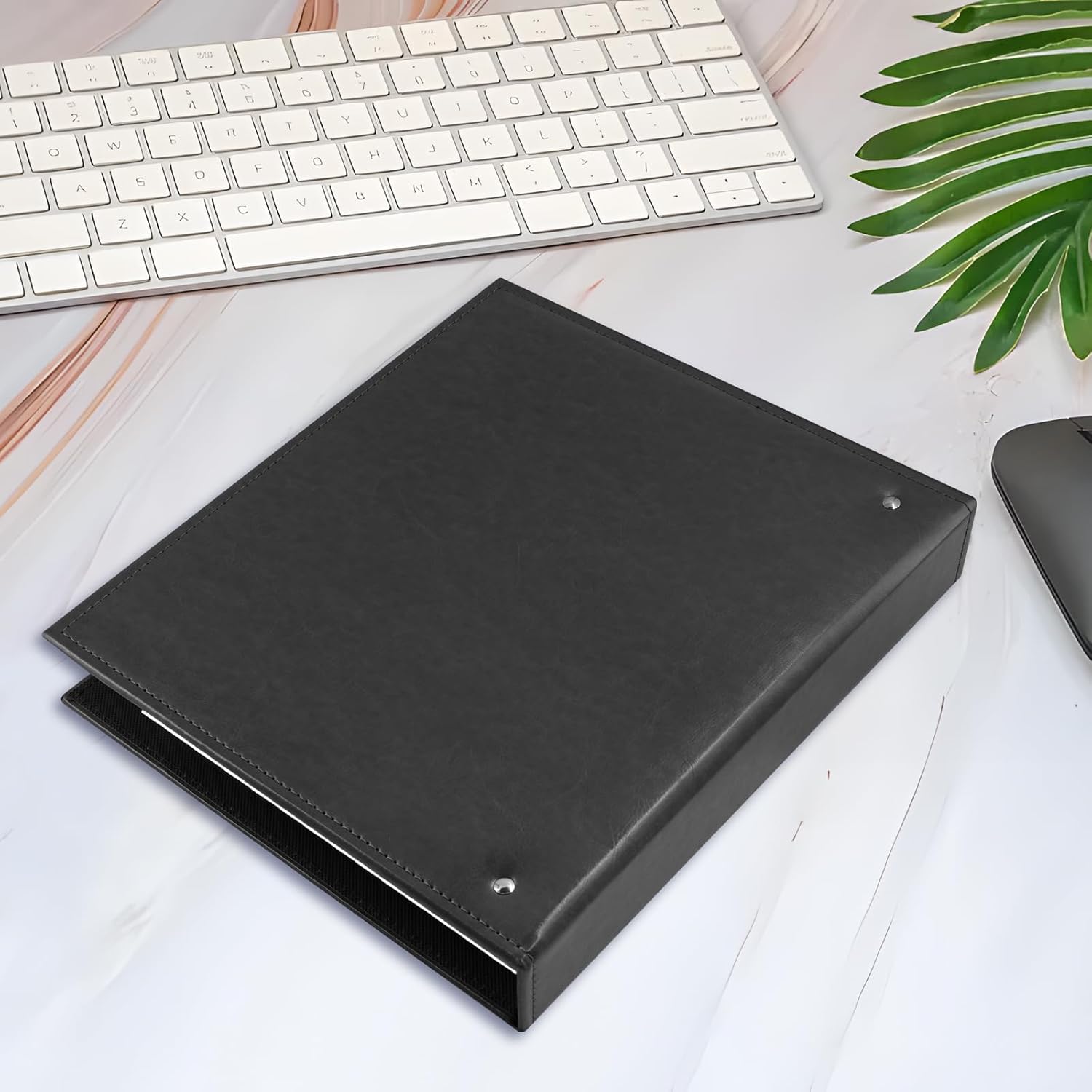 BYSTER A4 Business Card Binder, PU Leather Organizer with 30 Pack Sleeves (600 Pockets), Business Card Holder Book for Credit Cards, Membership Cards, and More - Black