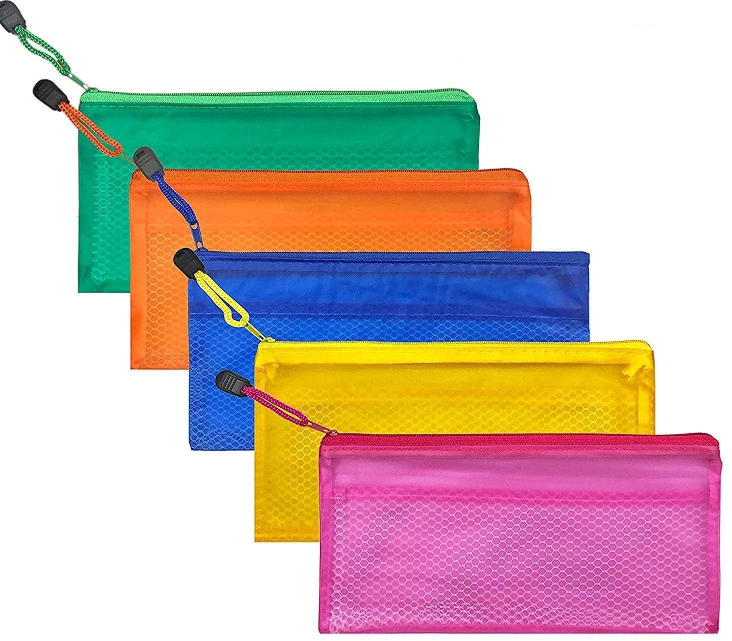 A5 Waterproof Zipper Pouch, Document Holder, Pen Pencil Case, Stationery Storage Bag, Travel Organizer & Cosmetic Pouch, Multicolor (Pack of 5)-image-16