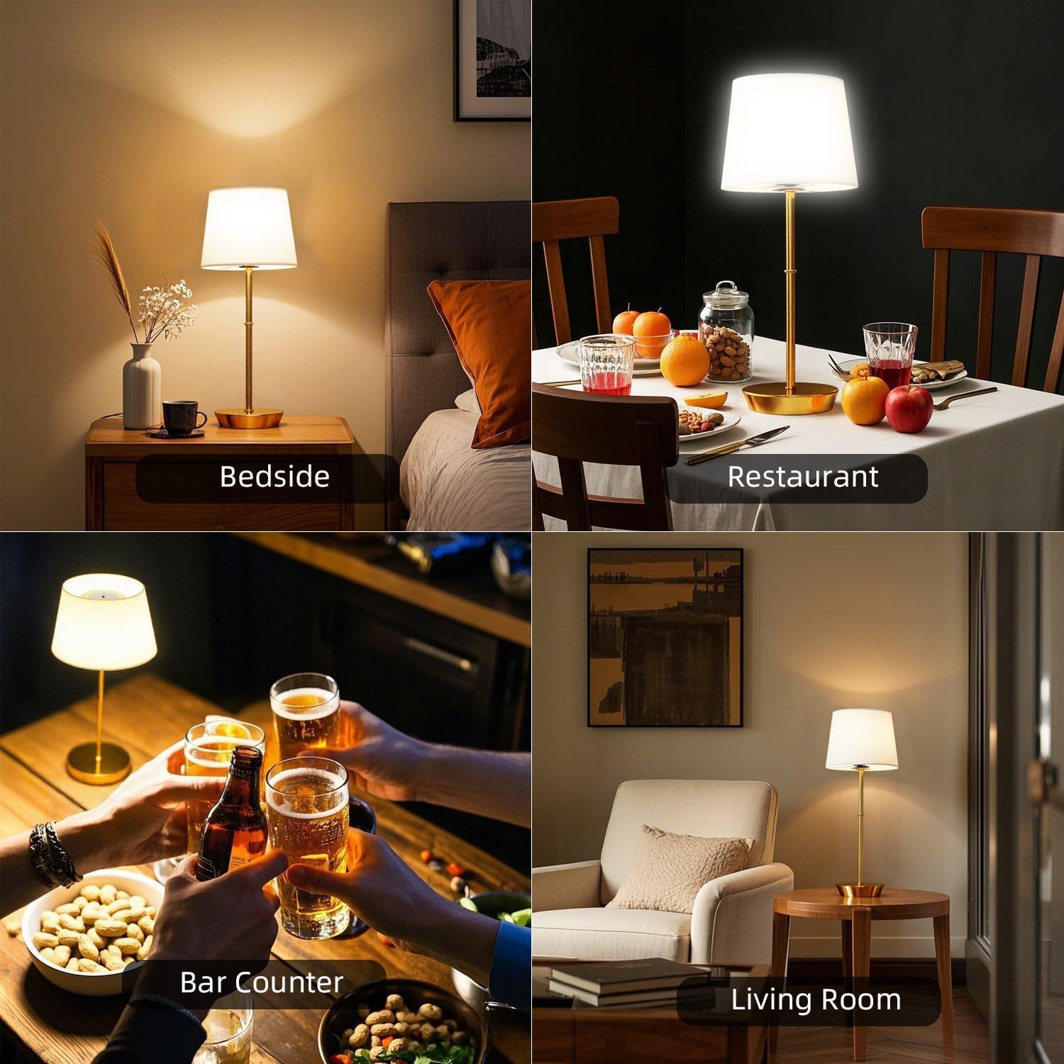 Cordless Table Lamp, 5000mAh Rechargeable Desk Lamp with Dimmable Magnetic RGB Bulbs & Remote, Battery Operated Small Wireless Lamp for Bedside, Dining Table, Kitchen Counter, Living Room