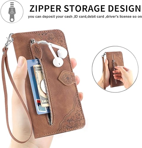 Miniatura 4 de Funda para teléfono Galaxy S21 5G para mujer, funda protectora de piel sintética en relieve, funda protectora de piel sintética con cierre de