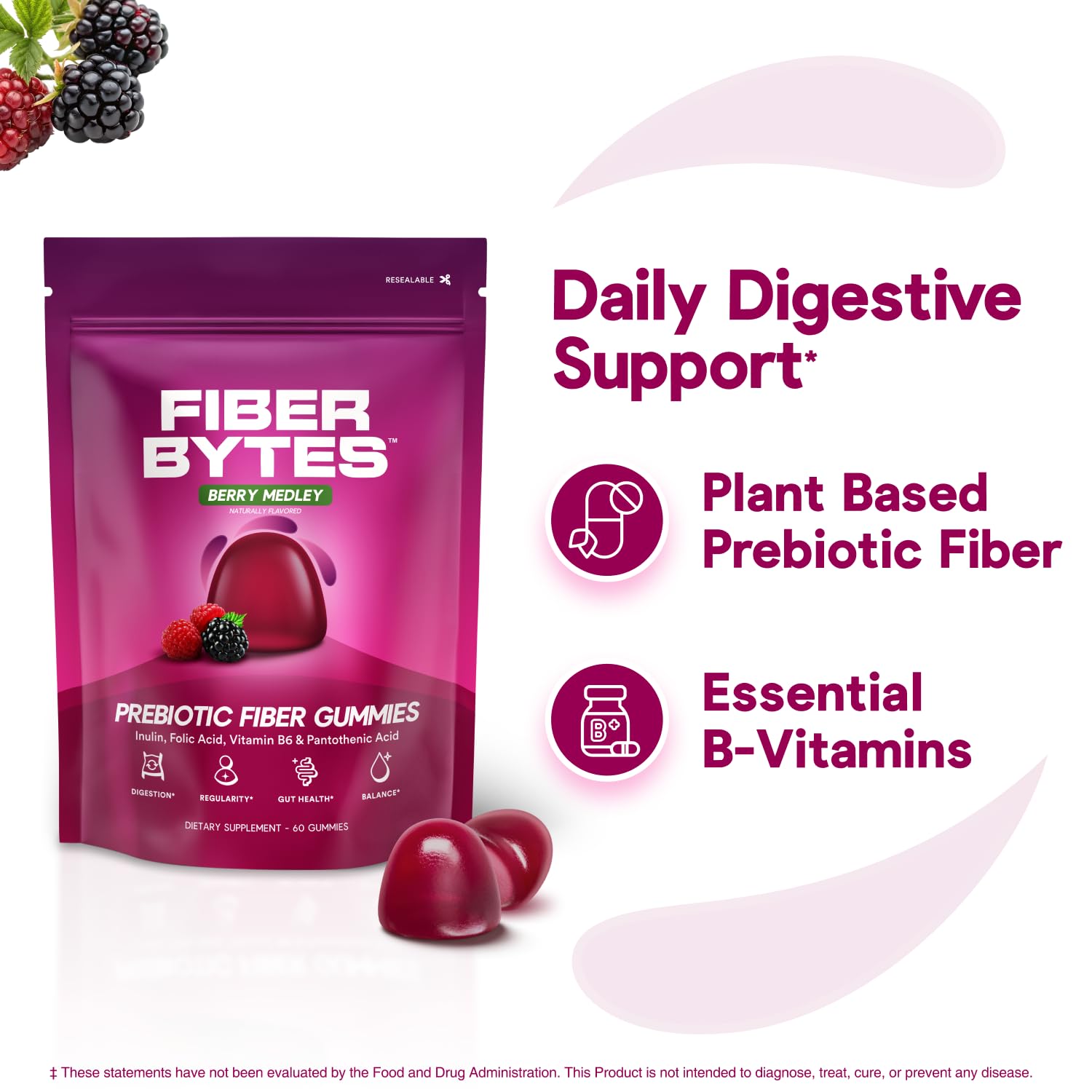Fiber Bytes 3.5g Daily Fiber Gummies GLP-1 Support & Digestion - 60ct — Amazon image 6