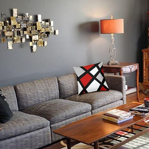 Miniatura 4 de VERSUSWOLF Fundas de almohada rayas acrílico rojo gris negro blanco moderno decoración del hogar sofá funda de almohada cuadrado suave fundas de