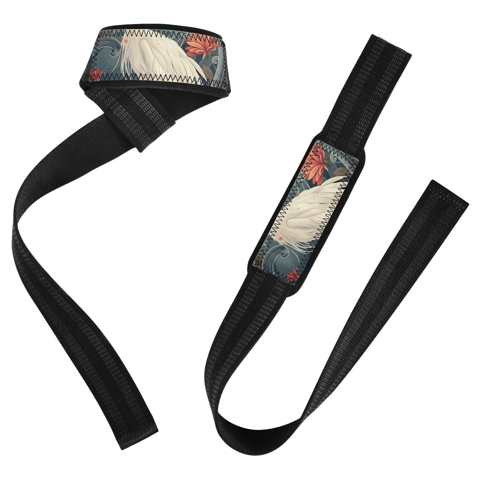 Nander Mysterious Red Crowned Crane Wrist Straps for Weightlifting,Lifting Straps with Neoprene Cushioned Wrist Padded and Anti-Skid Silicone for Strength Training,Bodybuilding,Deadlifting