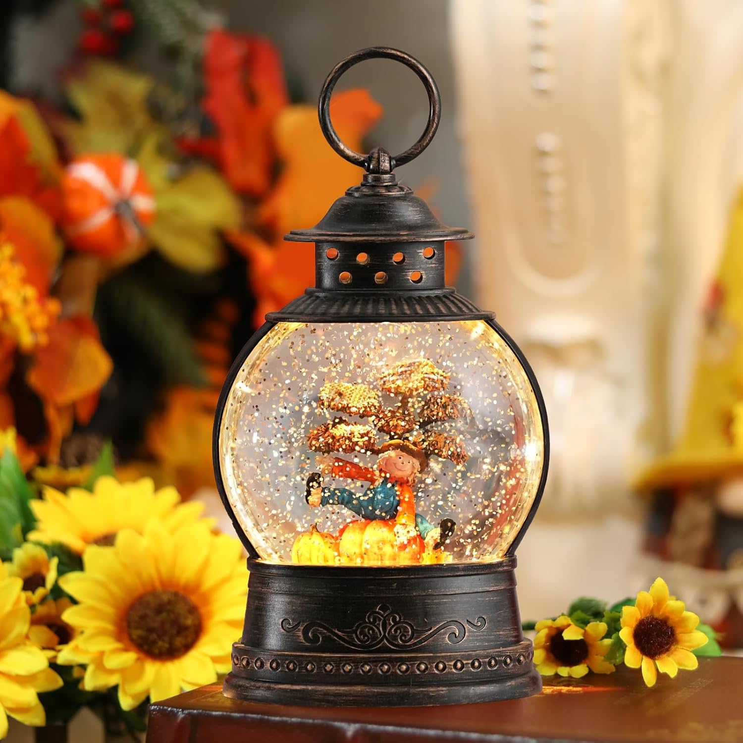 Thanksgiving Decorations Snow Globes, Light Up Snow Globe Lantern with Scarecrow Pumpkin, 6H Timer, USB & Battery Operated Fall Decorations for Autumn Thanksgiving Harvest… - Image 5