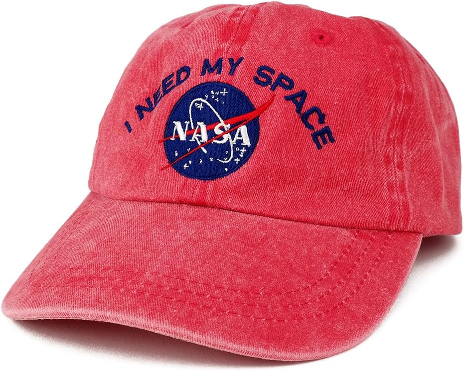 NASA I Need My Space Embroidered Washed Cotton Cap