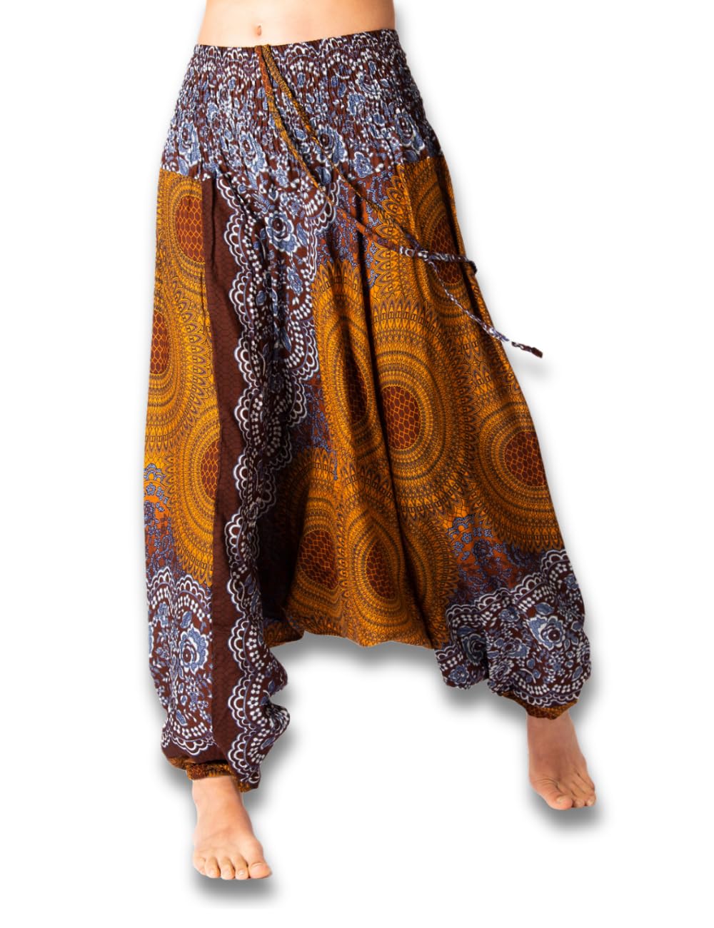 Panasiam Unisex Mandala Brown Aladin Pants, Mandala 4, Brown Xl