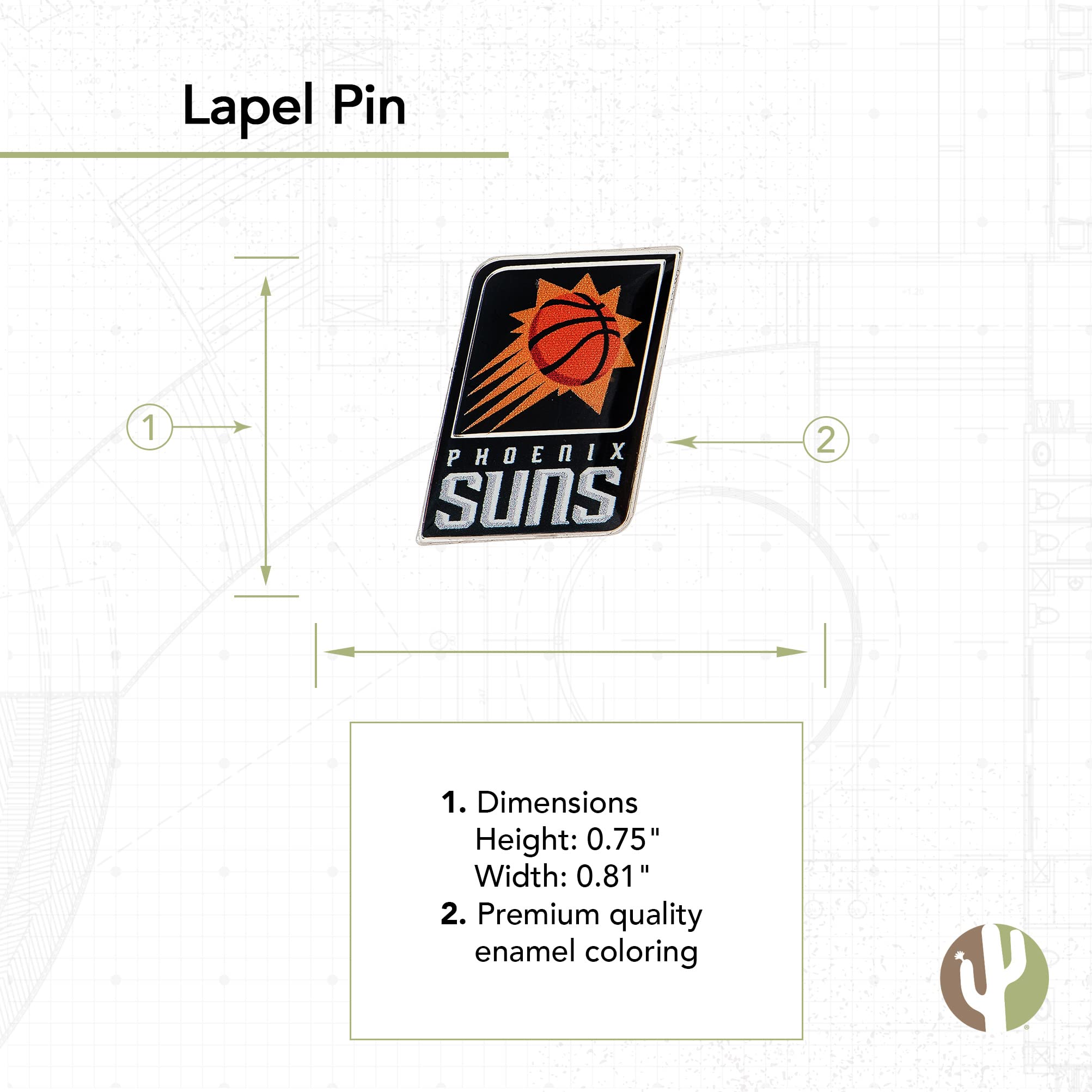 Desert Cactus Phoenix Suns Lapel Pin NBA Team Logo National Basketball Association Enamel Made of Metal (Lapel Pin)