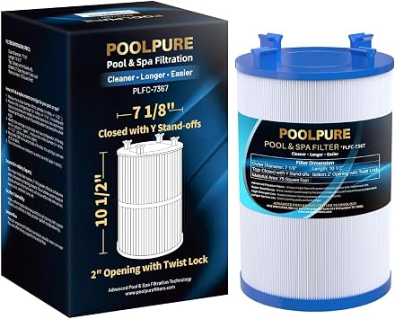 POOLPURE C-7367 Spa Filter Replaces PD075-2000, Dimension One 1561-00, Filbur FC-3059, Excel Filters XLS-7005, Aladdin 17541, Baleen AK-60035, 75 sqft Hot Tub Filter Cartridge 1 Pack