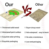 Vista 5 de Juego de mesa de dados de béisbol, dados gruesos de madera maciza y mármol, divertido patrón de color, juego de mesa de batalla doble para fiestas