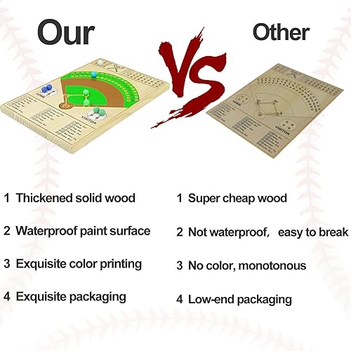 Miniatura 5 de Juego de mesa de dados de béisbol, dados gruesos de madera maciza y mármol, divertido patrón de color, juego de mesa de batalla doble para fiestas