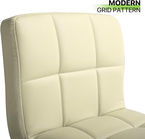 Miniatura 46 de Magshion Juego de 2 taburetes de bar blancos, de piel sintética, con altura de mostrador, sillas de bar tapizadas ajustables giratorias para isla de