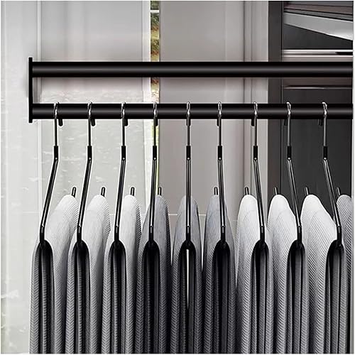 Barra de armario de alta resistencia extraíble, barandilla de ropa de armario con acabado negro para cajones de pantalones, 2429343944495423.2 in