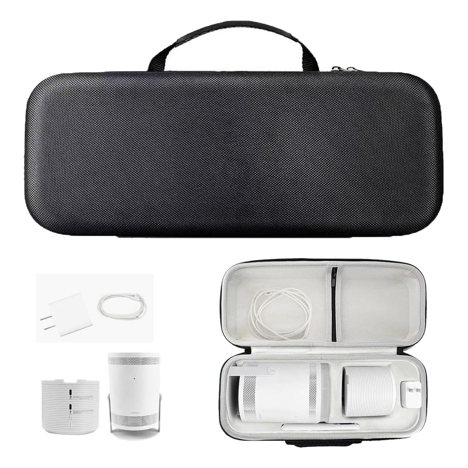 Custodia Per Trasporto Del Proiettore, Custodia Protettiva Per Samsung Proiettore Freestyle E Base Della Batteria Scatola Protettiva Rigida In Eva Nera 37,5x15,5x12 CM