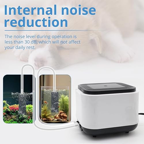 Miniatura 3 de Aquarium Air Pump for Fish Tank, 2 Outlets Adjustable Bubbler, Ultra Quiet & Powerful (3W5W10W), Includes Air StonesTubingCheck Valve, 108GPH-260GPH