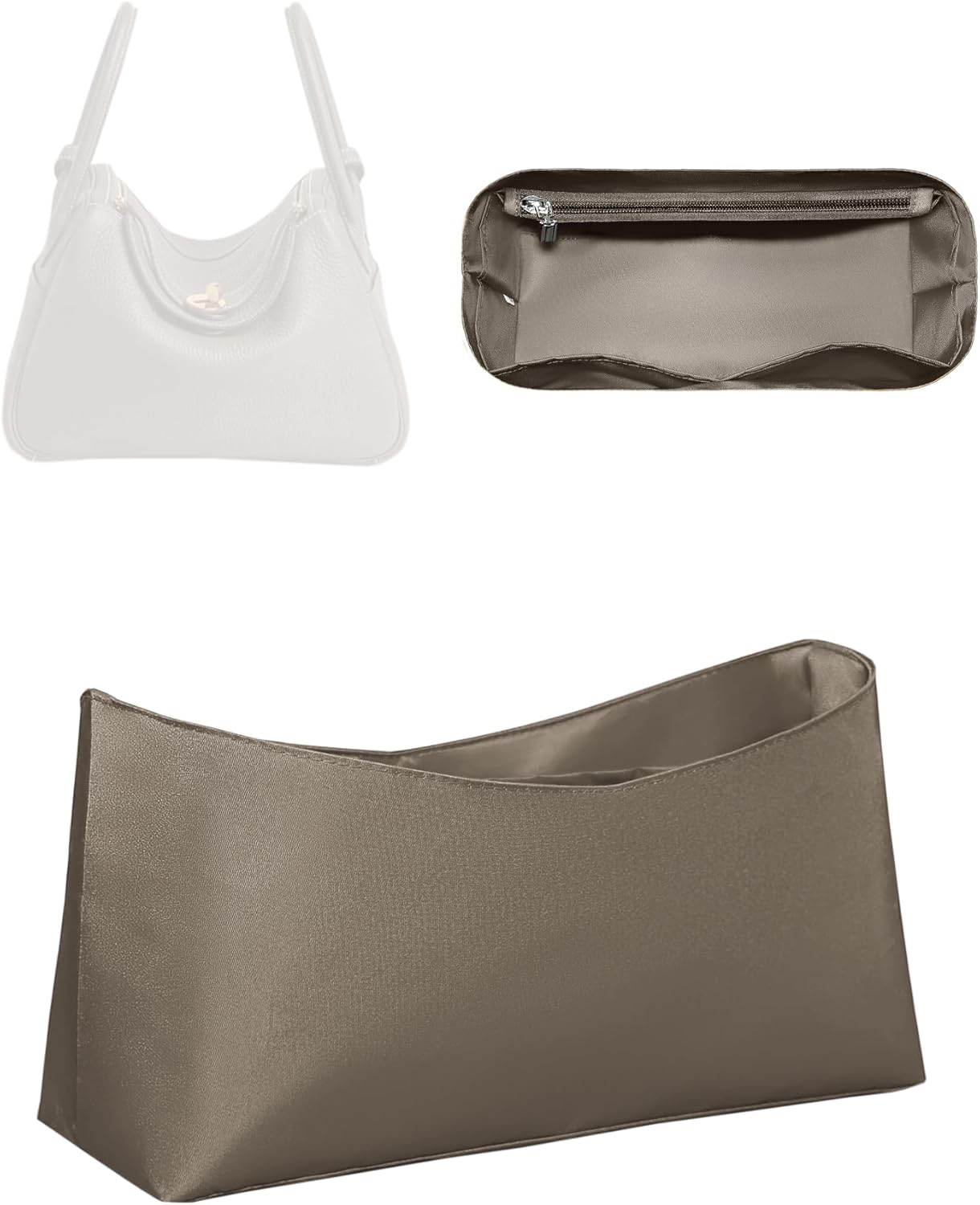 Purse Organizer Insert, Nylon Inner Liner Bag Fit for Hermes Lindy Mini/26/30 Handbag Inside Storage Bag Insert (Style-02, Lindy26)