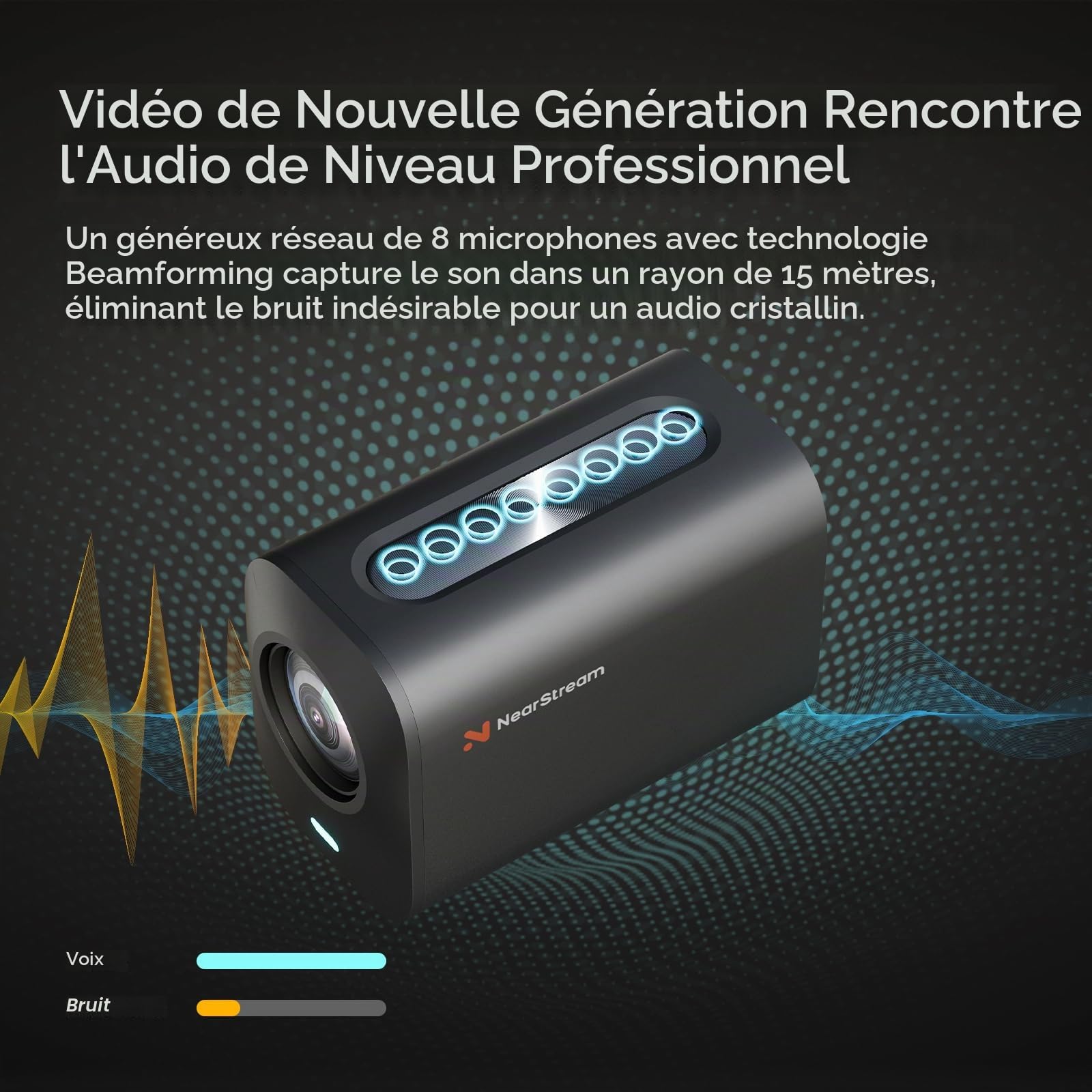 NearStream VM20 Caméra de Streaming 4K Filaire avec Zoom Hybride 40x
