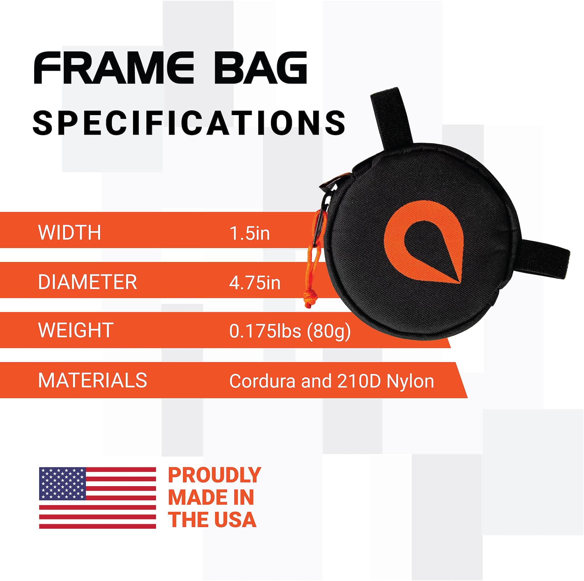 OTTOLOCK Essentials Bike Frame Bag | Water Resistant, Lightweight, Compact Storage | Made in The USA