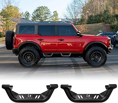 Bronco 4 Door Add on OEM Rock Rail Replace for Running Boards Side Steps Non-Slip Rust Prevention Compatible with 2021 2022 2023 2024 2025 2026 Bronco