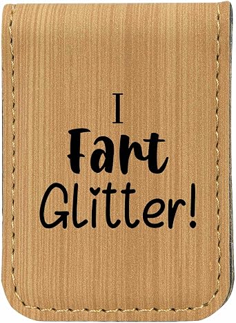 I Fart Glitter Tan Magnetic Leatherette Money Clip - 1.75 x 2.5 Inches