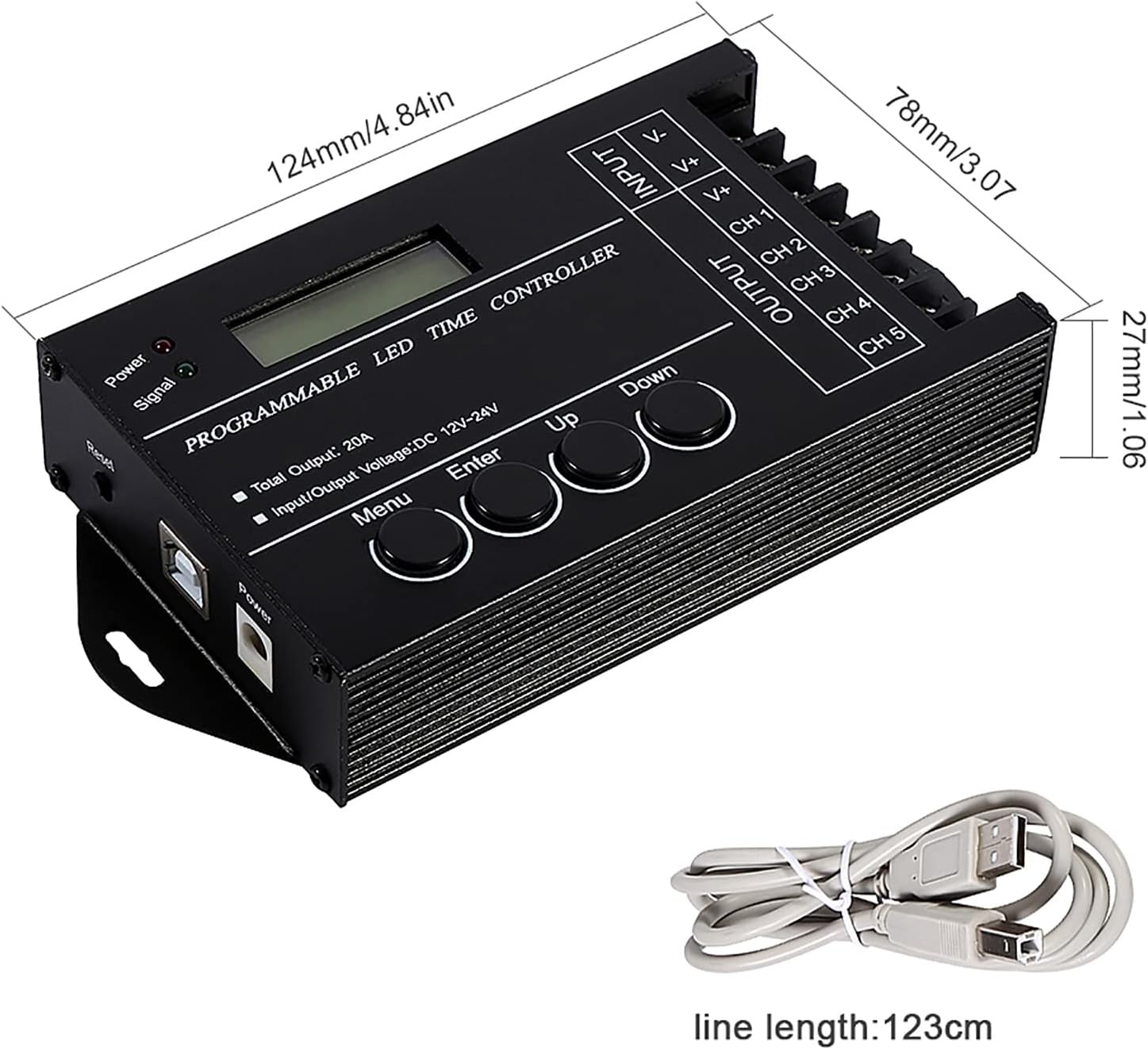Haofy Programmable LED Time Controller, Aluminium Alloy, 5 Channel RGBW, Brightness for Plant Grow Lights and Stage Decoration