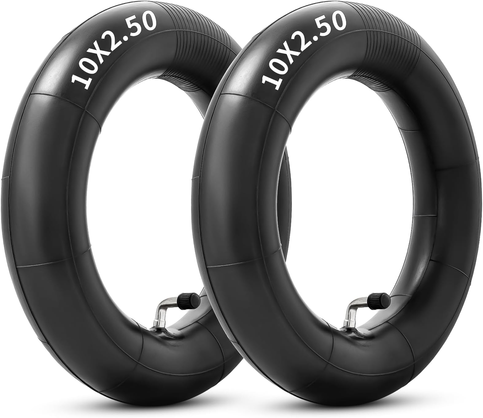 Heavy Duty 10x2.50 Thicker 40% Butyl Inner Tube with CR202 90° Bent Valve Stem, 10 Inch Smart Self Balancing Electric Scooter Tire Tube Fit for 36v 48v 400w 500w 800w Hub Motor (Pack of 2)