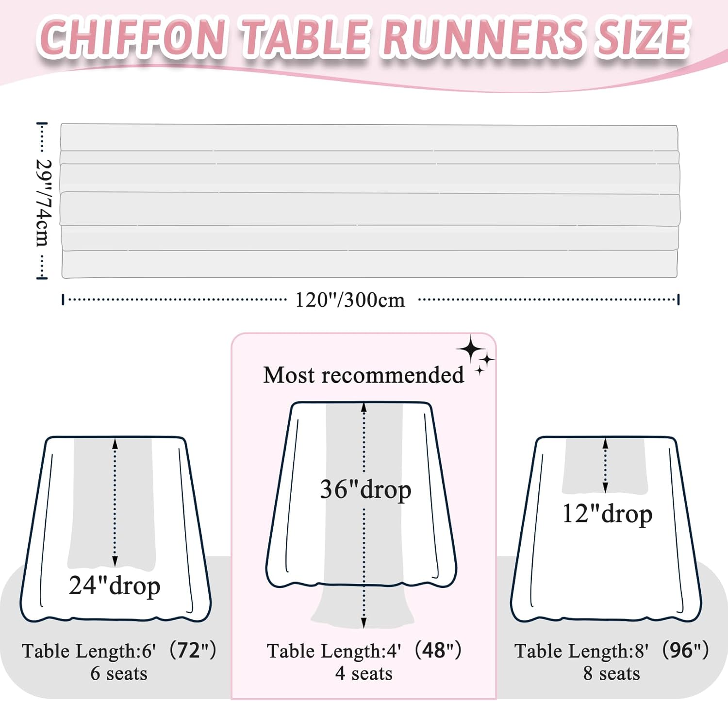 DUOBAO 4 Pack Chiffon Table Runners 29x120 Inches Burgundy Sheer Fabric Runner for Wedding, Party, Bridal Shower Decor, Elegant Dining Table Runner
