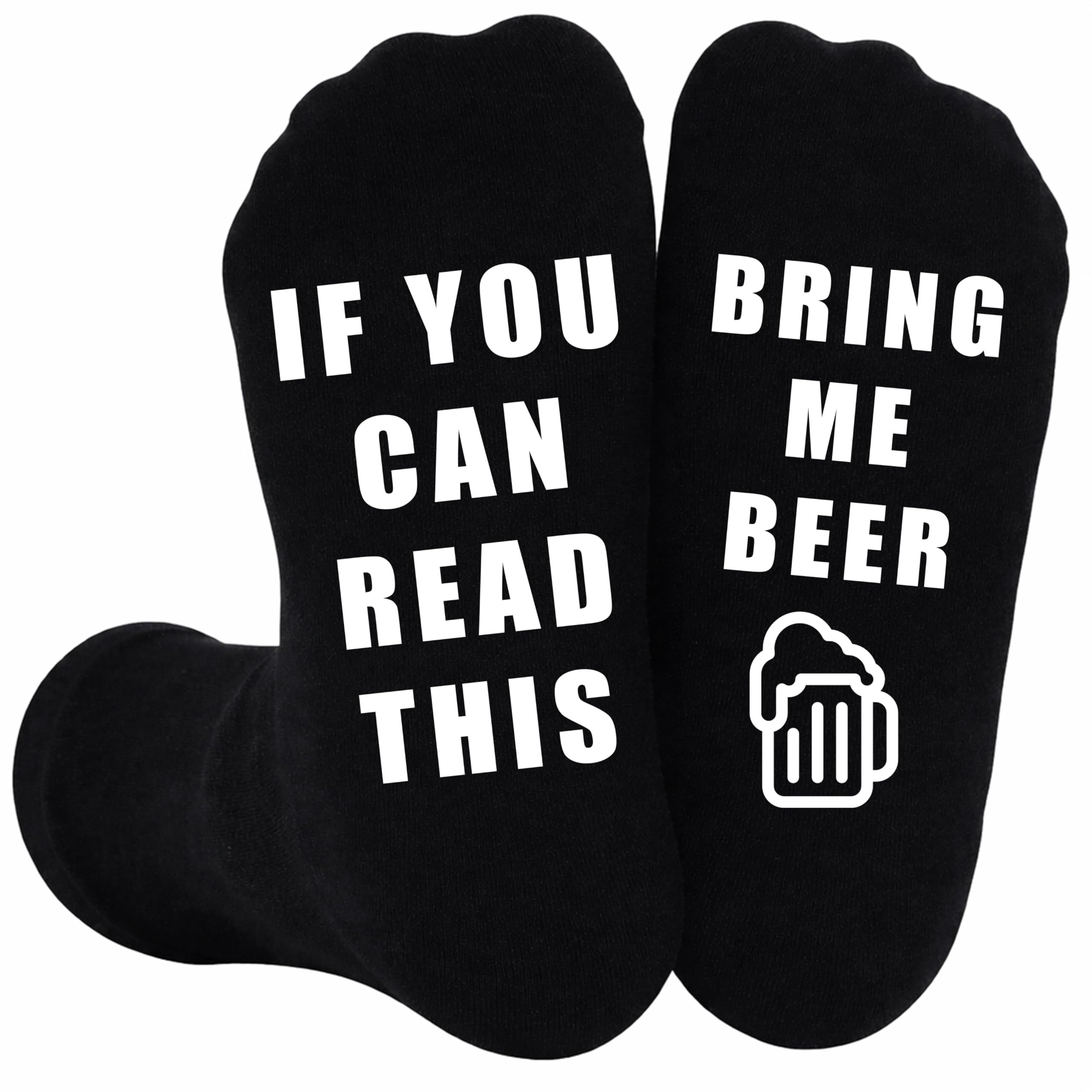 JJLC Funny Non-Slip Socks for Men (UK 9–11) – Novelty Cotton Gift for Dad, Grandad, Husband or Boyfriend – Birthday & Father’s Day Present from Son, Daughter or Wife (Bring Me Beer)