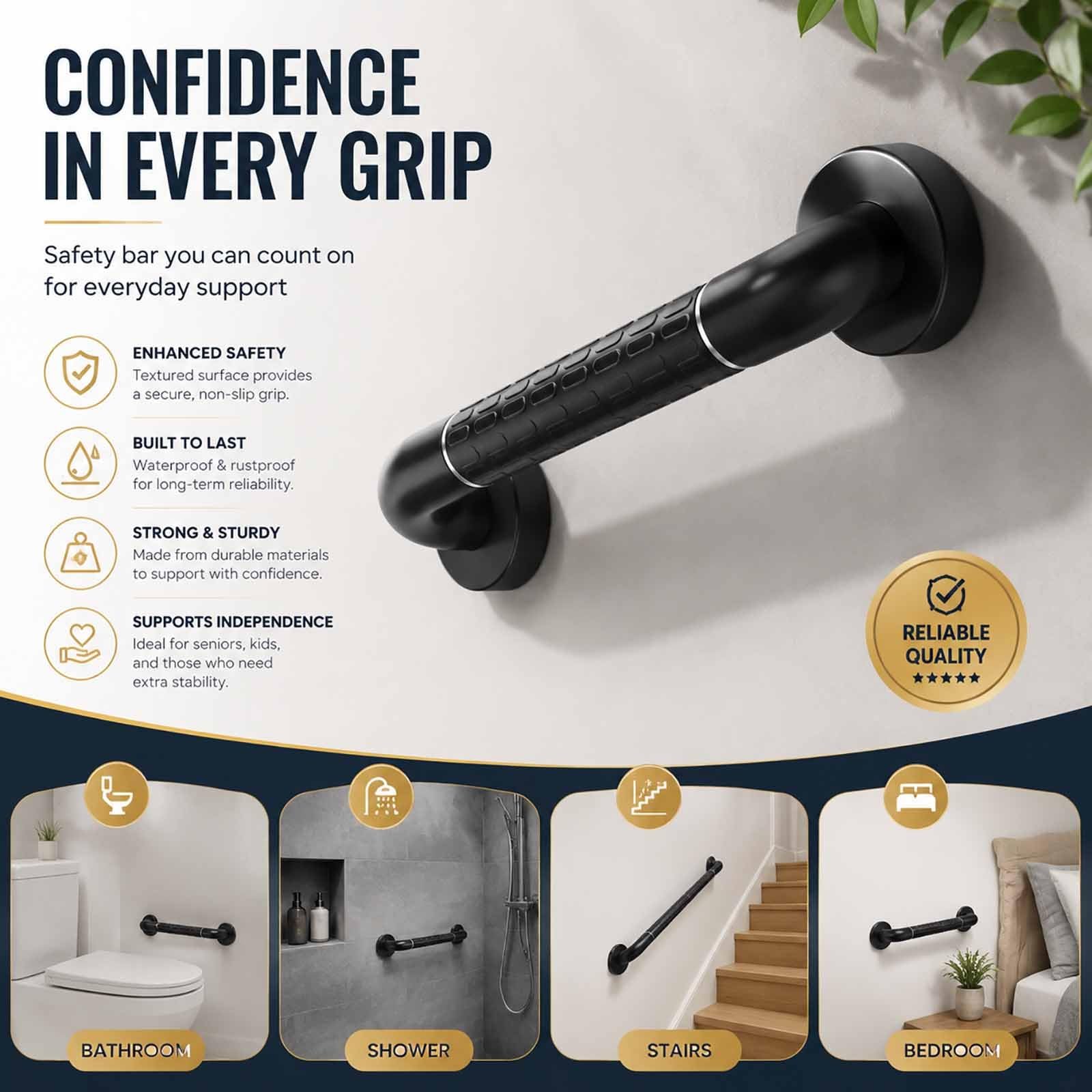 Barras De Apoyo para Baño, Barra De Sujeción para Discapacitados con Brillo En La Oscuridad, Barra De Apoyo Recta De Montaje En Pared para Baño, Ducha, Inodoro Y Pasillo.(White,50cm)
