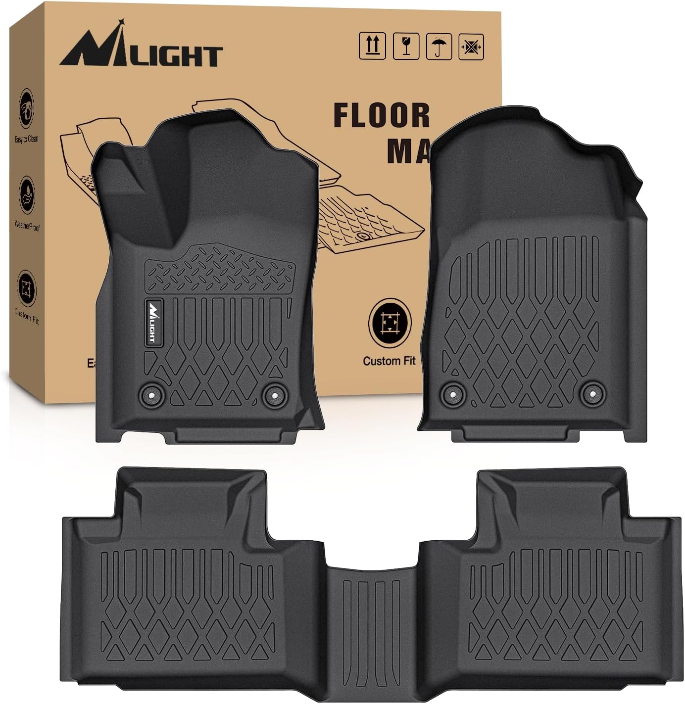 Nilight TPE Floor Mats for 2016 2017 2018 2019 2020 2021 2022 2023 Dodge Durango Jeep Grand Cherokee,All Weather Custom Fit Heavy Duty Floor Liners