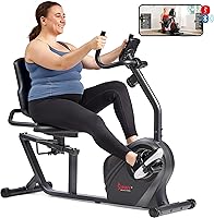 Vista 7 de Sunny Health & Fitness Smart Heavy-Duty Recumbent Bike w/Wide Cushioned Seat & Back, Indoor Cycling Machine for Adult/Seniors Home Exercise, Free