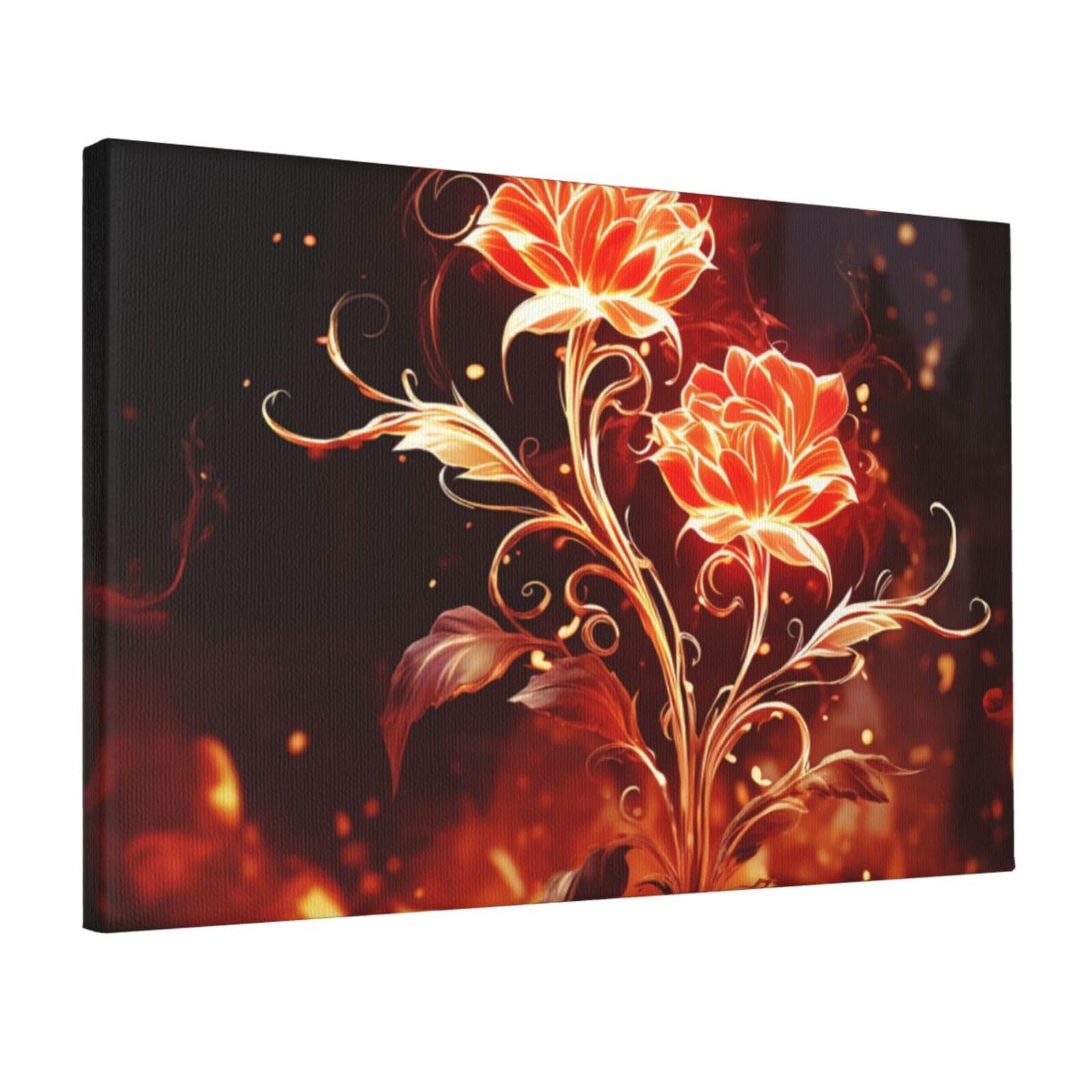 Toile murale fleurs de feu, affiche décoration salon 45cm - 8