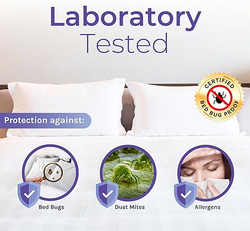 Miniatura 3 de Hygea Natural Funda de colchón y somier de vinilo resistente sin desgarros, impermeable, antiinsectos y alérgenos, con cremallera, 39 x 80 x 9