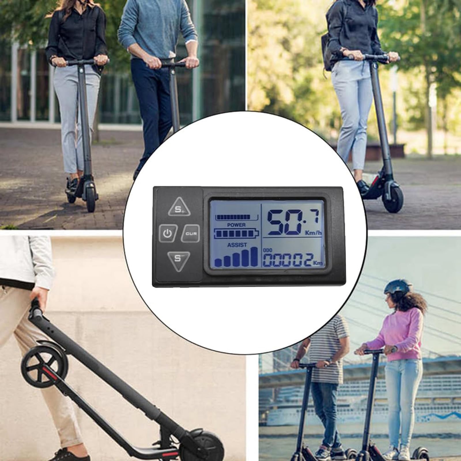 Multiple Voltages LCD Screen Gauge Instrument Meter for Electric Bikes and Scooters Monitors Speed Distance Battery Life