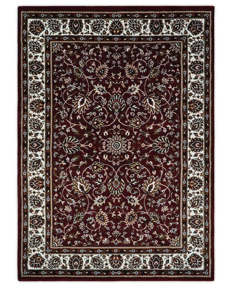 Kashmiri Wool Carpet Persian Design Living Room & Bedroom (Maroon, 3 X 5 FT)-image-0