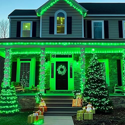 Vista 3 de 75.8 FT 200 LED Green Christmas String Lights Outdoor & Indoor, Memory Function & Timer & 8 Modes, Extendable Ultra Bright Green Wire Waterproof