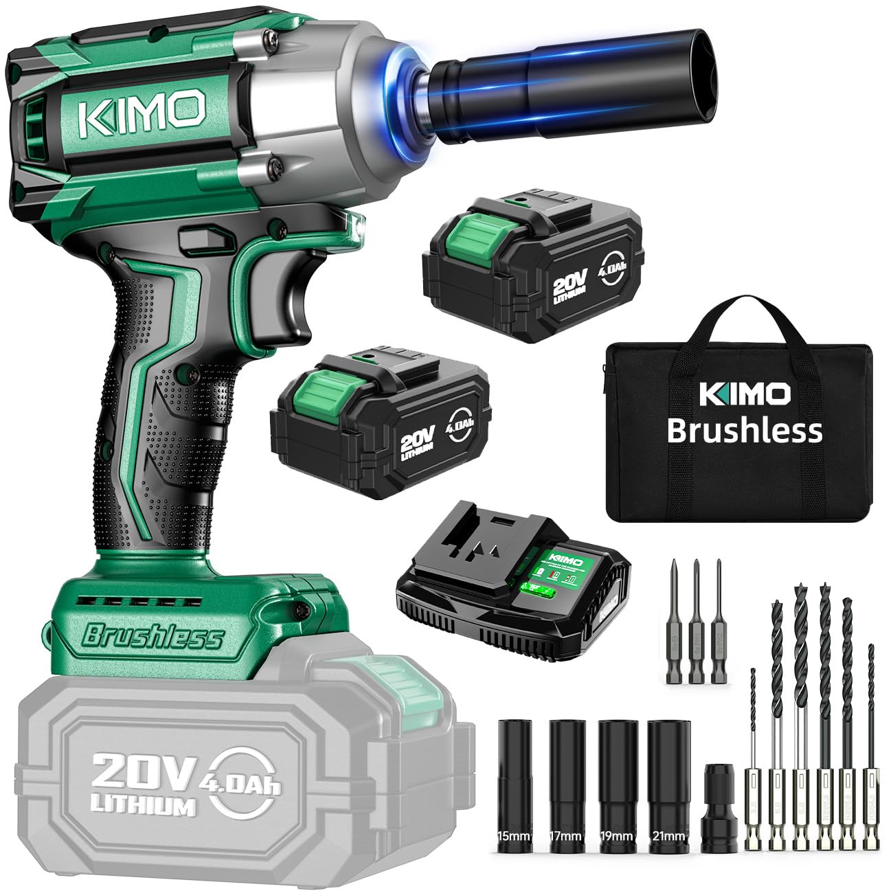 KIMO 1/2 Inch Cordless Impact Wrench