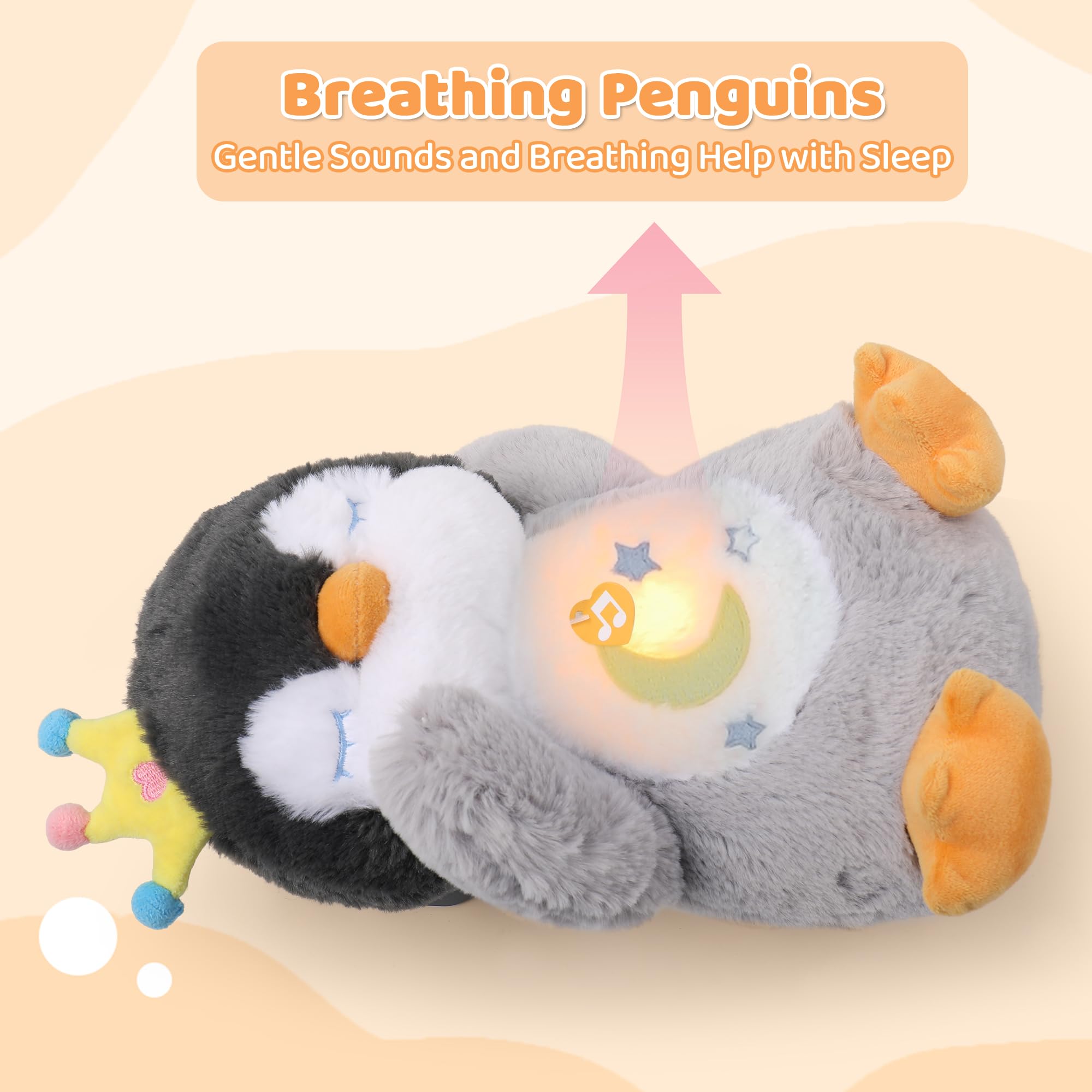 Peluche che respira pinguino con simulazione respirazione musica luce notturna