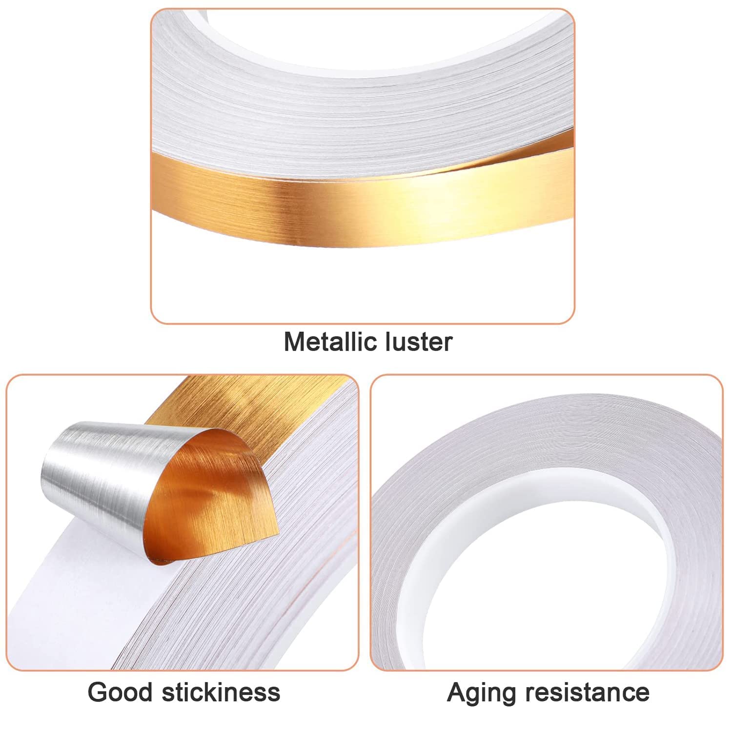 Chavda 50 Meters Golden Tape for Wall Decoration Tiles Gap Waterproof Filling Sticker Tile Stickers Waterproof for Home Wall and Floor Decor (1CM Wide, Gold) 1