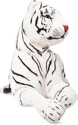 Miniatura 4 de Tigre de peluche Melissa & Doug gigante (más de 5 pies de largo), tigre siberiano blanco, realista