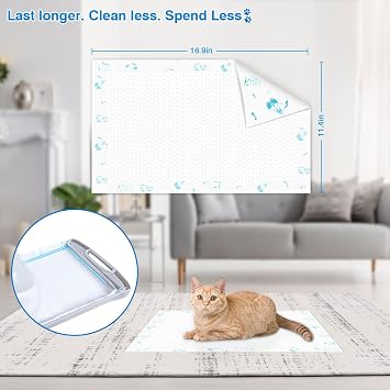 Cat Litter Pads Superior Absorbent 25 Count Scent Generic Refill Compatible with Tidy Cat Breeze Litter System 16.9x11.4 Inch Enhanced Odor Control