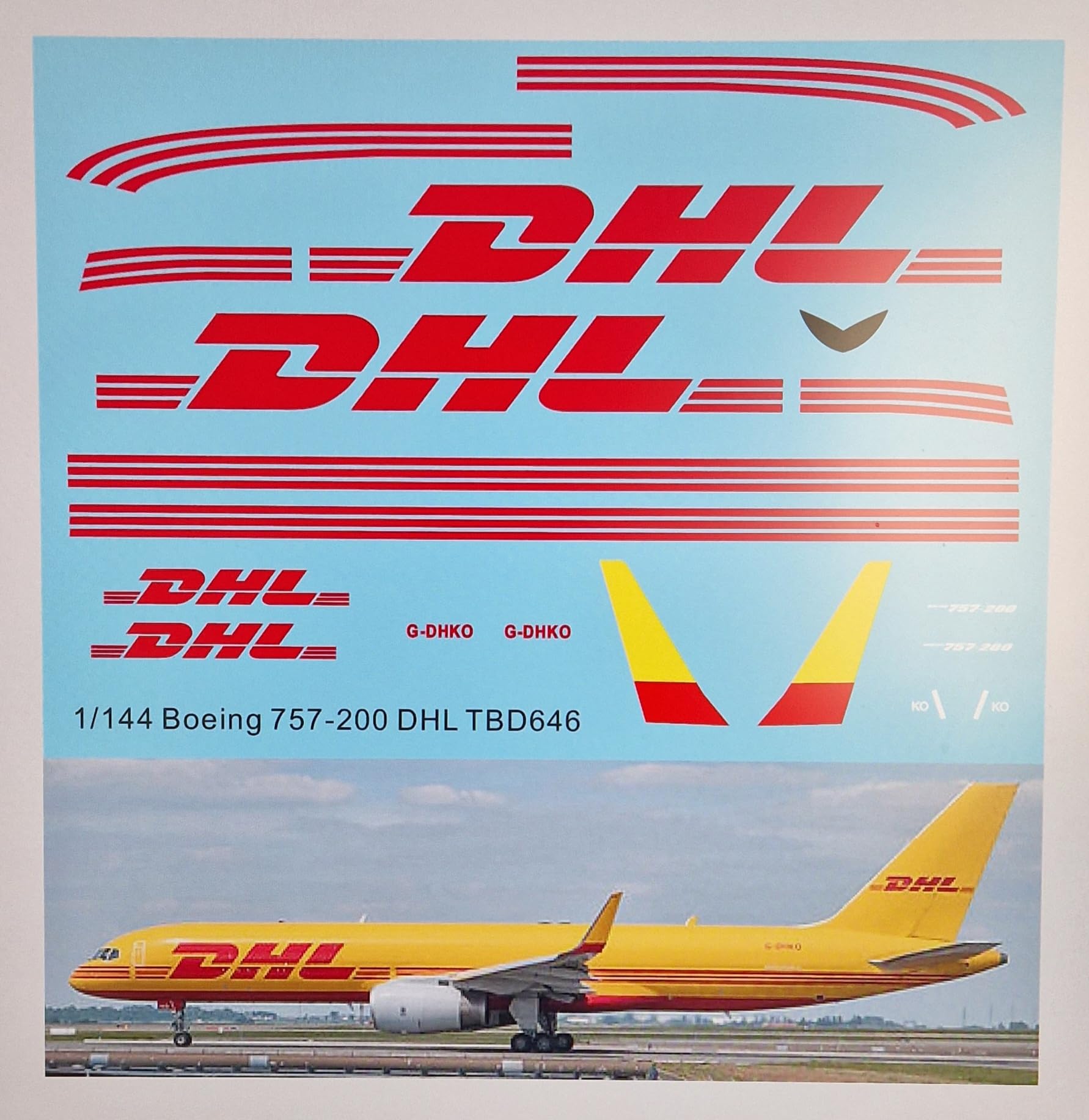 Generisch 1/144 Waterslide Decals für Boeing 757-200 DHL Additional Decal für Kit TBD646