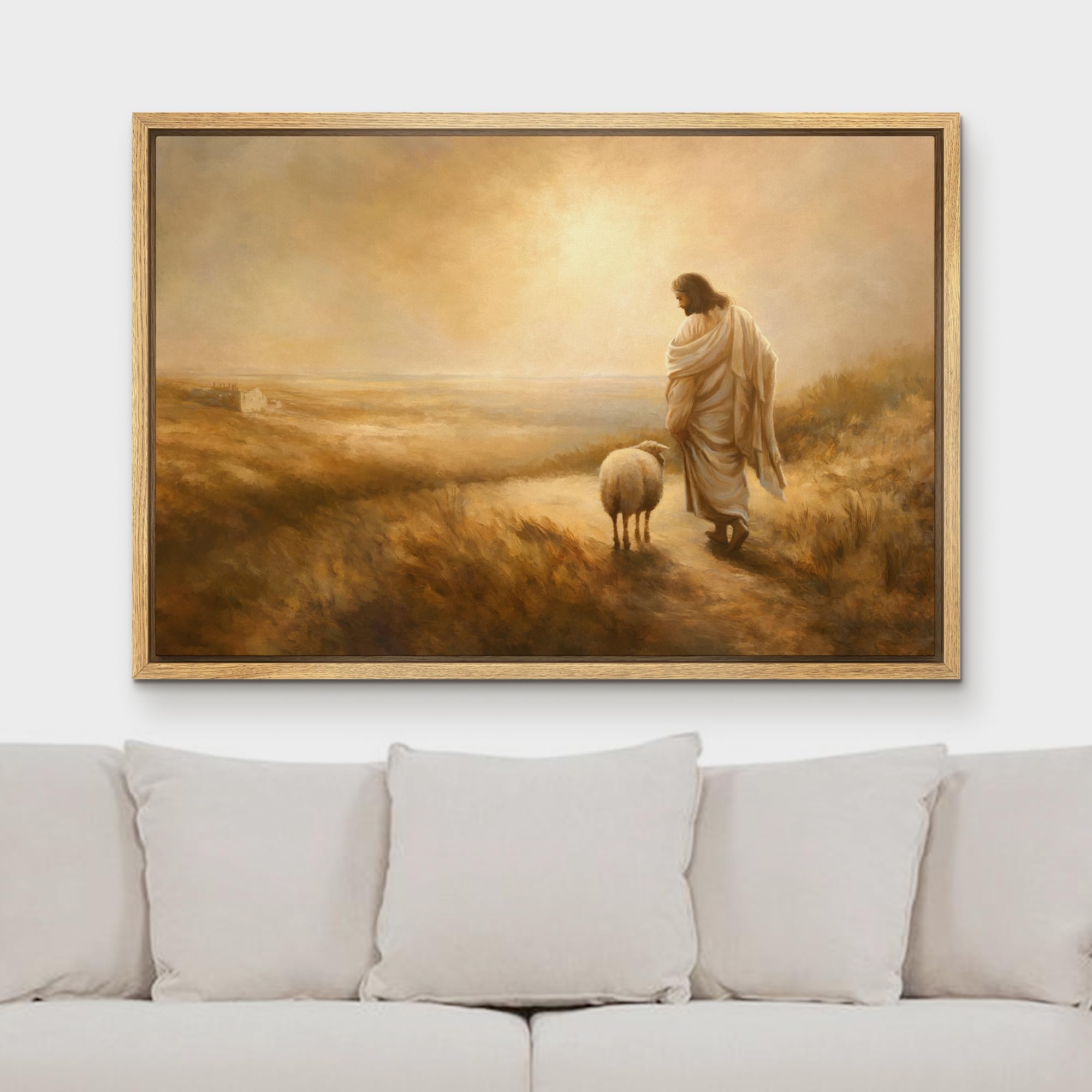 Amazon.com: MUDECOR Framed Canvas Print Wall Art Jesus and Lamb