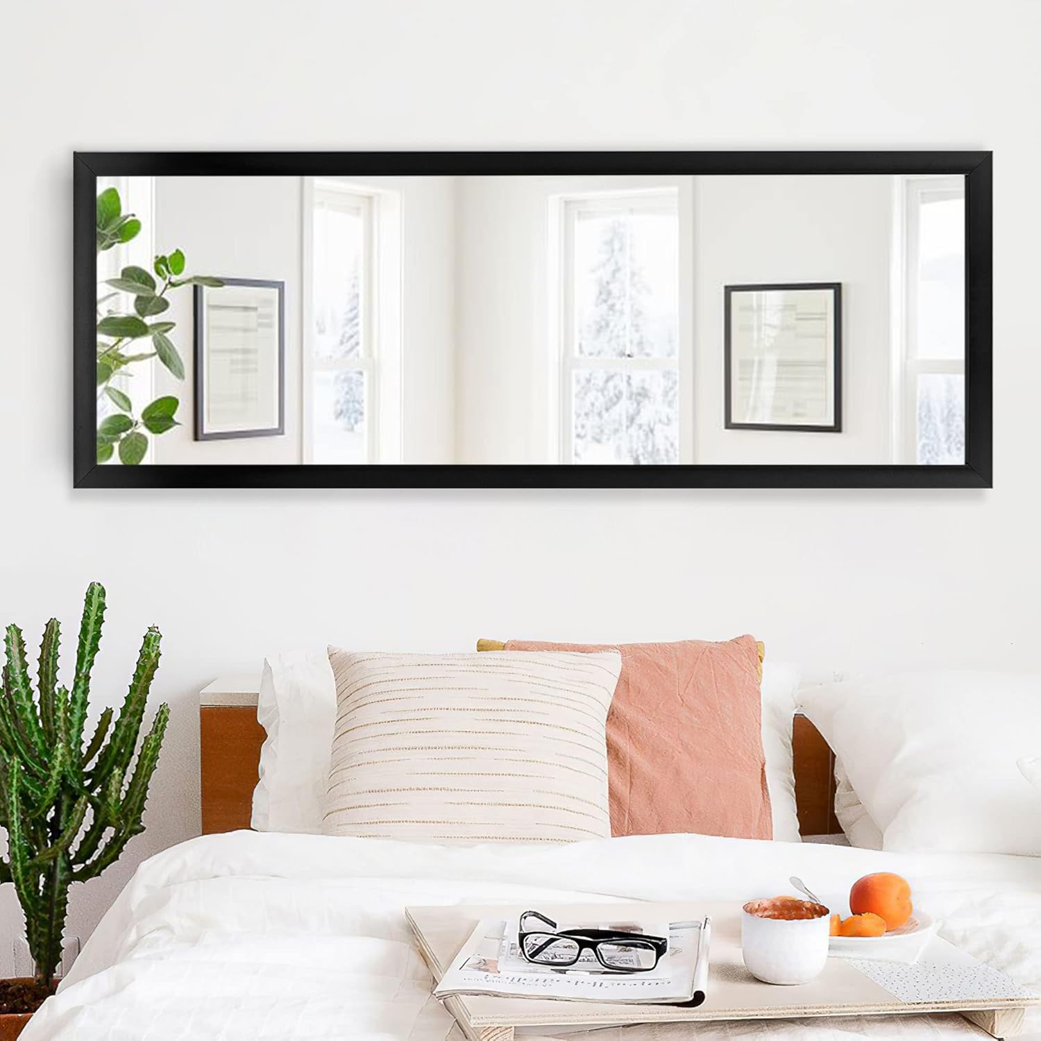 NeuType Full Length Mirror Decor Wall Mounted Mirror Hanging Mirror On The Door or On The Wall Polystyrene Frame Dressing Mirror (Black, 44" x 16") : Home & Kitchen