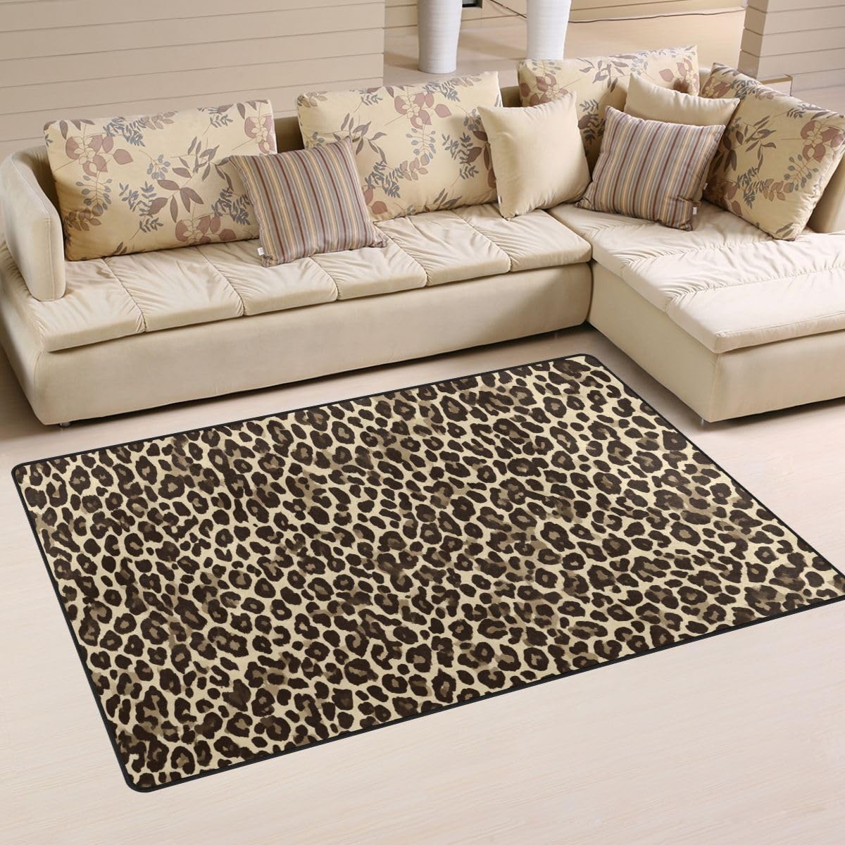 Yochoice ALAZA Non-Slip Area Rugs Home Decor, Leopard Animal Print Floor Mat Living Room Bedroom Carpets Doormats 31 x 20 inches