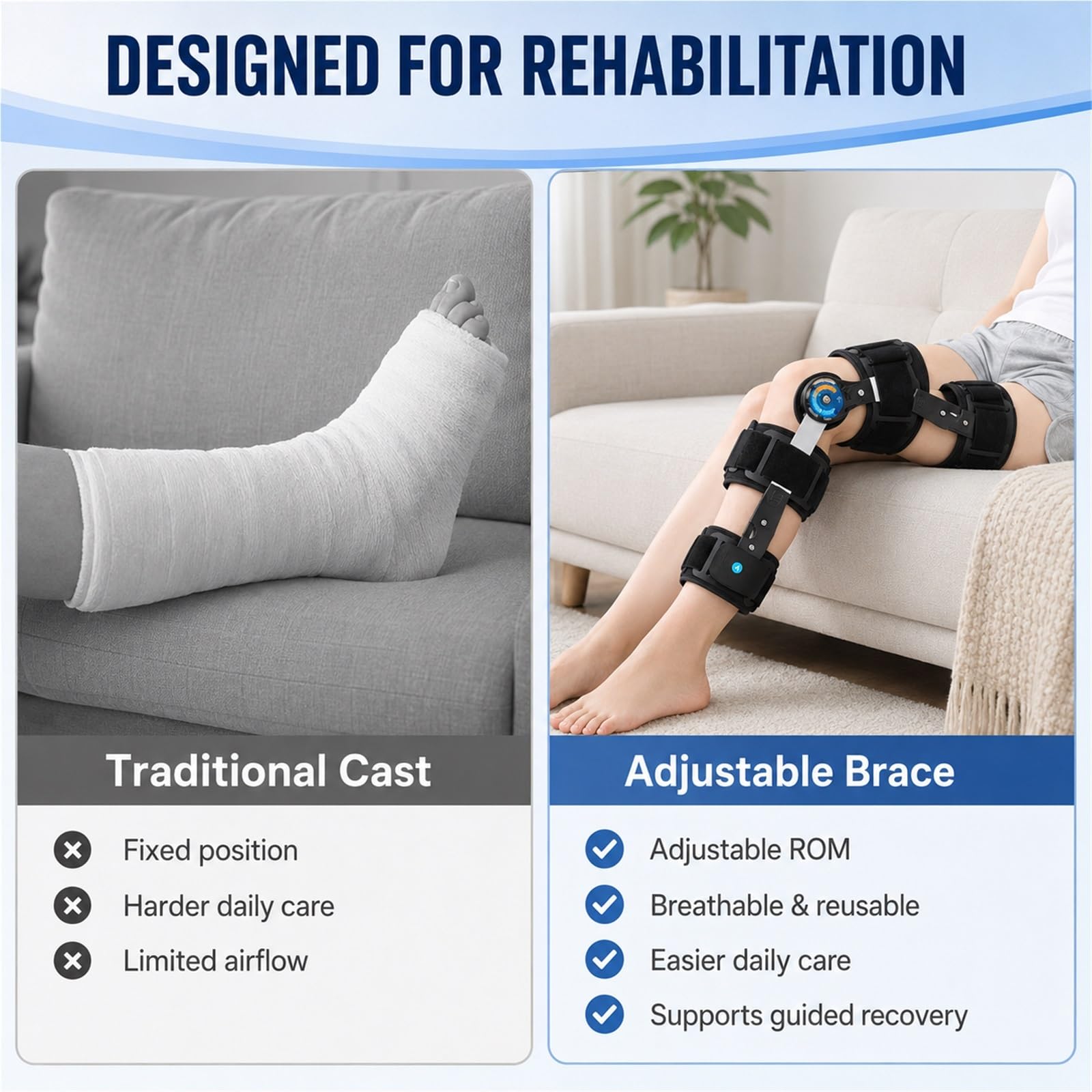 Ginocchiera Articolata ROM Regolabile Tutore Ginocchio Post Operatorio Ortopedico per Riabilitazione Legamenti ACL MCL PCL Immobilizzatore Gamba Destra e Sinistra