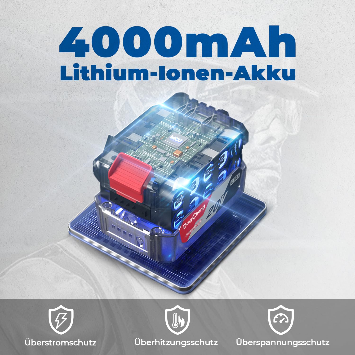 Dong Cheng Akumulatorowa wkrętarka udarowa 18 V, mocowanie 1/2", moment obrotowy 488 Nm, moment zwalniający 682 Nm, bezszczotkowa akumulatorowa wkrętarka udarowa, 3 poziomy mocy, w zestawie akumulator