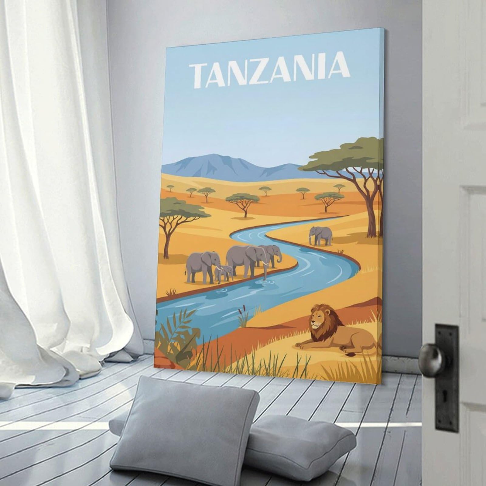 Junmoney Tanzania Hanging Wall Art 24x36inch(60x90cm), for Study, Office Or Focused Interiors, Wall Art That Adds Style to Work Areas