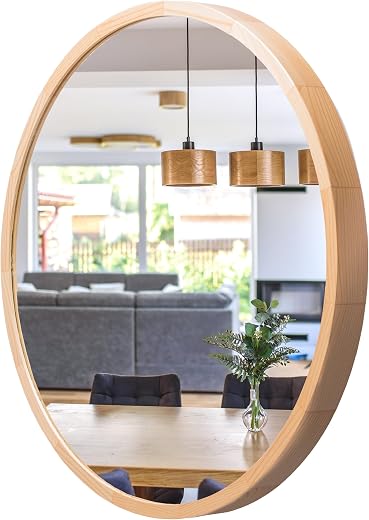 Specchio rotondo legno pino naturale (∅70 cm)